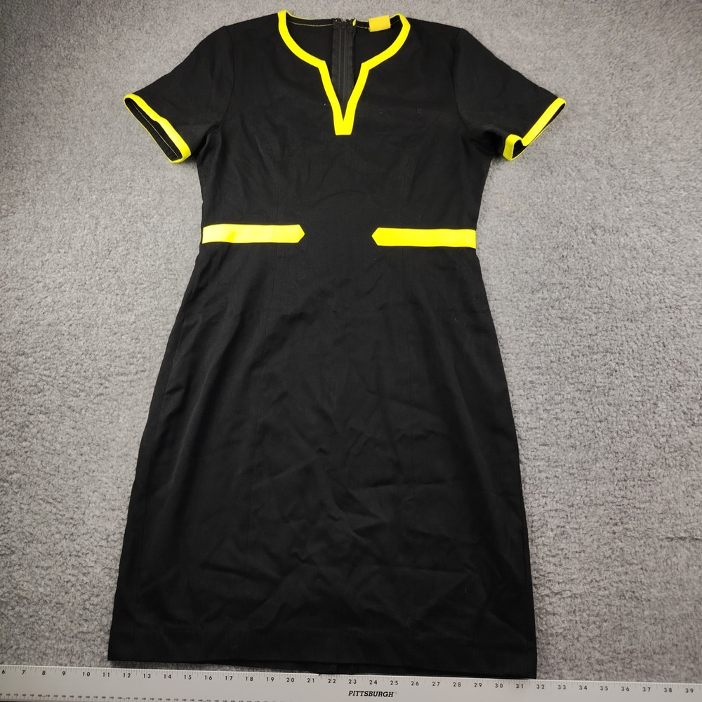 Spirit Airlines Dress Sz 6 Black Yellow Short Sleeve Flight Attendant EUC